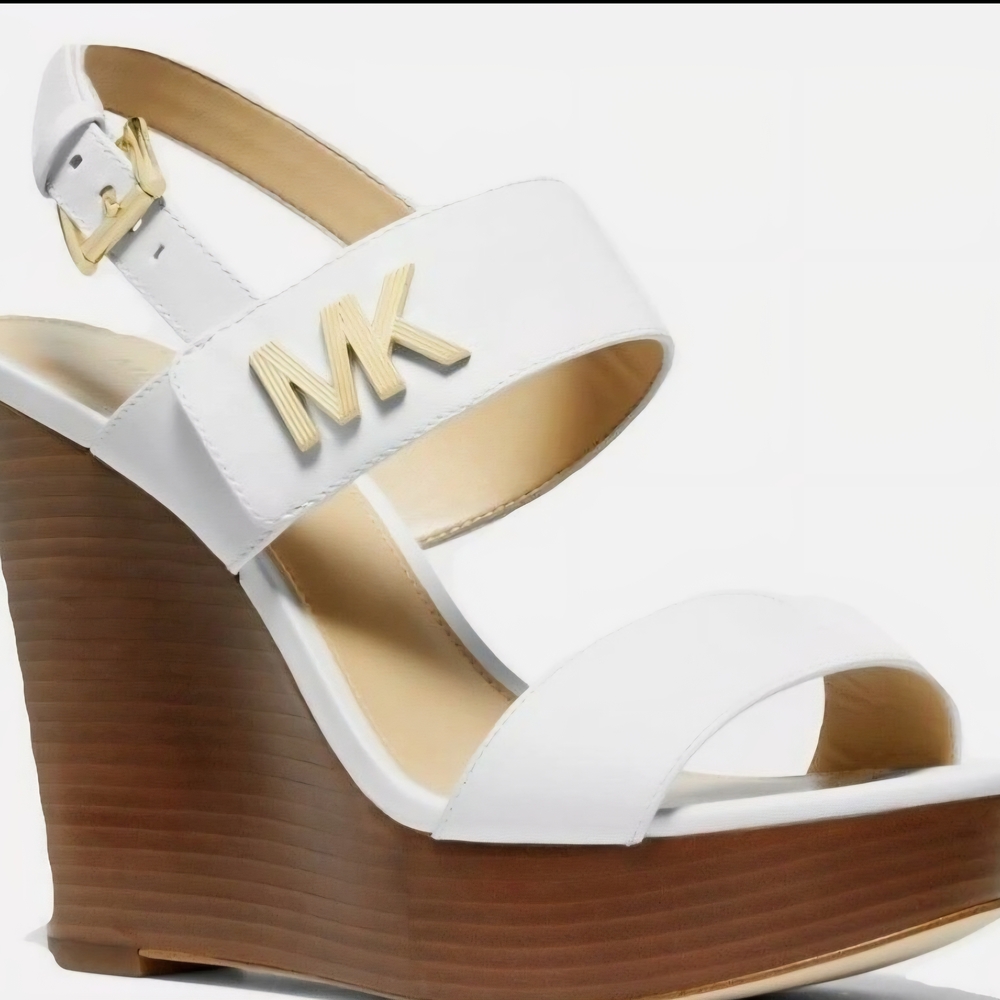 Michael Kors White Wedge Sandals